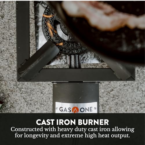 GasOne High Pressure Single Propane Burner - Outdoor Cooking with Heat Shield and Guard – Propane Burner Head for Camping, Tailgating, Seafood Boil, Home Brewing - Patented - color: Black, size: Single Burner