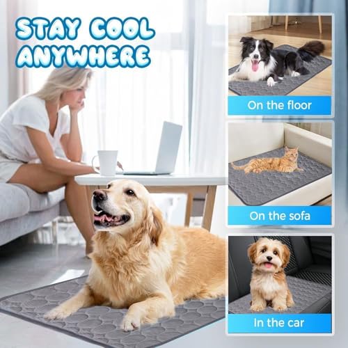 Cooling Dog Mat Extra Large, 28" x 20" Thick & Durable Washable Cooling Mat for Extra Large Dogs, Portable Extended Cooling with Waterproof Color-Changing Arc-Chill Fiber (Q-Max>0.5), Ideal for Summer