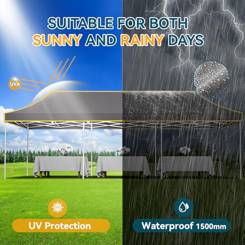 Hoteel 10x30 Pop Up Canopy Tent Heavy Duty Without Sidewalls, Waterproof Party Tent, Easy Set-up Commercial Instant Tents with Roller Bag & Sandbags, Hexagonal Leg (1-Year Warranty) - color: Gray, size: 10×30 （No Walls）
