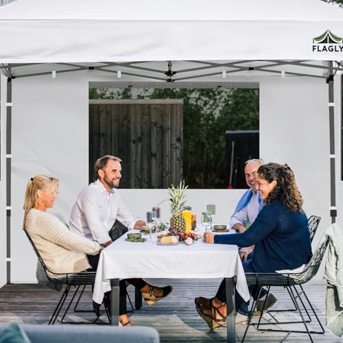 10x10 Pop Up Canopy Sidewall - 1 PC 300D Waterproof Attachable Tent Wall, Privacy Shade for Outdoor Events, Vendor Booths (Tent Not Included, with Square Mesh Window) - style: with Square Window