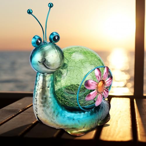 MUMTOP Solar Lantern Outdoor Waterproof LED Solar Lights Snail Decorative Tabletop Lanterns for Patio Garden Table Decor - style: Snail