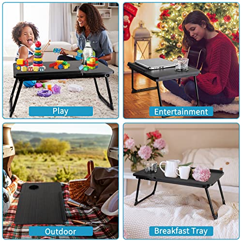 CloudTrip Laptop Desk for Bed or Couch, Lap Desk, Woking in Bed Desk, Home Office Desks, Breakfast Tray, Desk with Cup Holder, Watching Movies in Bed, Laptop Stand for Bed, Fordable Legs Desk (Black) - color: Black