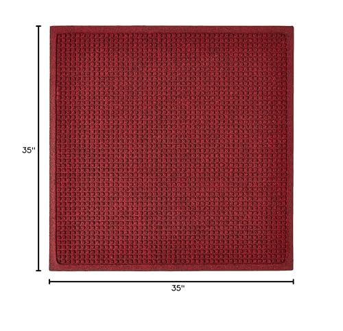 Hudson Exchange (35"x35", Red/Black) Fashion Scraper Entry Square Floor Mat - color: Red / Black