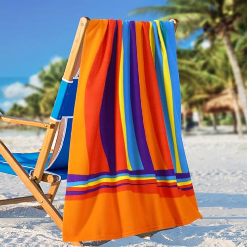 2 Packs Oversized Beach Towel Set Extra Large Big XL Pool Camping Swim Clearance Towels 36x72 Soft Blanket Cruise Essentials Accessories Must Haves Vacation Necessities Adult Blue Flower Stripe - color: Blue Flower Stripe