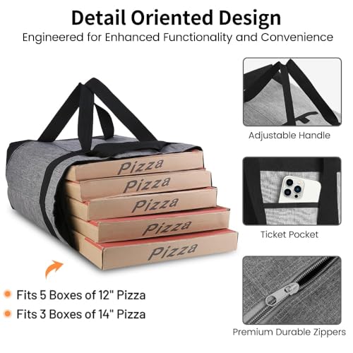 Insulated Cooler Bag, 1PK Insulate Tote Bag for Grocery Shopping, Cooler Bags Insulated for Travel/Picnic, Pizza/Food Delivery Bag to Keep Food Cold/Hot (Cationic Cloth, Non-Waterproof, Grey) - color: Grey, size: Non-waterproof Pro