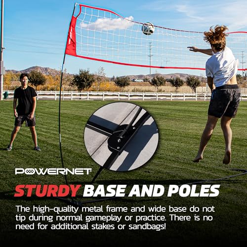 PowerNet Portable Volleyball Net for Backyard Training, Indoor Outdoor Volleyball Practice Equipment, Great for Hitting Serving Drills Small Scrimmage or 1 On 1 Game - size: 20-Foot