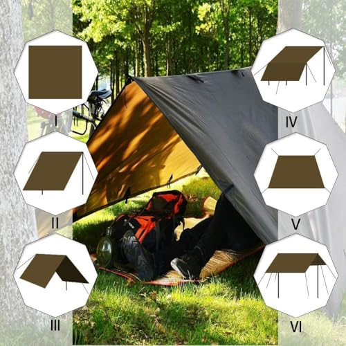 KALINCO Tent Tarp, Picnic Mat Camping Tarp Tent Hammock Tarp, pu Waterproof Camping tarp Tent Rain Fly Picnic Mat Survival Shelter Sunshade - color: Coffee, size: 10x13FT