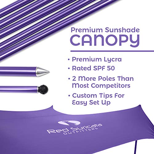 Red Suricata Family Beach Tent & Canopy, UPF50 Sun Shade, 4 Aluminum Poles, Sand Shovel, Large Portable Sun Shelter (Large, Purple) - color: Purple, size: Large 10' x 9'