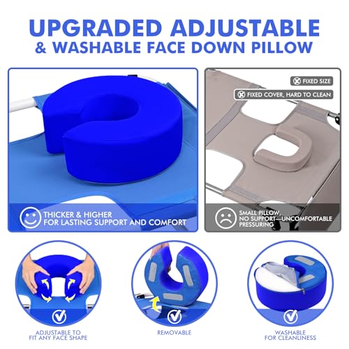 Wheel-To-Go Tanning Chair with Wheels & Face Hole Thicker Washable Adjustable, Heavy Duty Folding Lounge Chair, Outside Beach Sunbathing Reading Poolside, Lay Flat Sun Lounger, 300 LBS (Patent Design) - color: Royal Blue, style: Standard Size