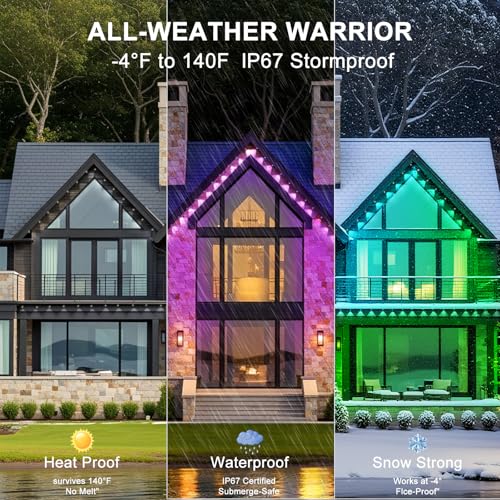 150FT Permanent Outdoor Lights, Smart RGB Eaves Lights with App/Remote Control, LED IP67 Waterproof Outdoor Lighting for Halloween Christmas Holidays Daily Party House Roof Lighting - size: 150FT