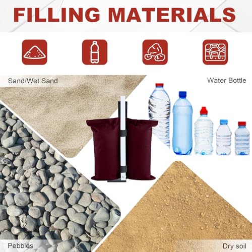 ABCCANOPY Canopy Weights 120 LBS Tent Sand Bags,4-Pack Burgundy (Without Sand) - color: Burgundy, size: 120 LBS