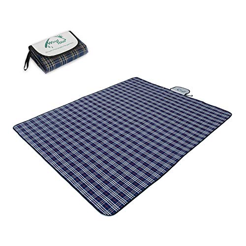 Wind Tour Waterproof Picnic Blanket with Carry Strap - Foldable Sandproof Outdoor Mat for Camping, Beach, Park - 59" x 71",Navy Blue(Single Mat) - color: 59" X 71",navy Blue(single Mat)