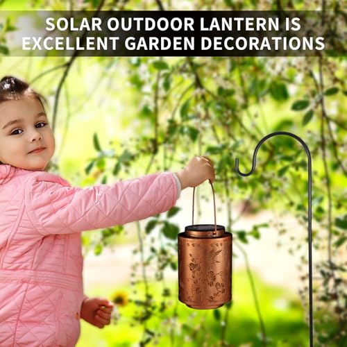Solar Lanterns Outdoor Waterproof Garden Decor Gifts for Women Mon Grandma Metal Hanging Solar Lights Decoration for Outside LED Lanterns for Yard Patio Lawn Pathway（Hummingbirds） - style: Two hummingbirds
