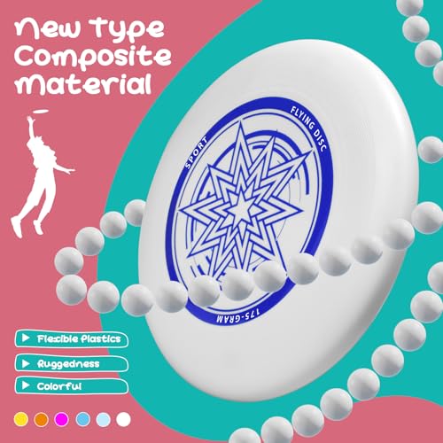 Outdoor Flying Disc 175g,Adult Sport Disc Set for Competitive and Pro Players,Flying Disc Set Includes 1 Glow in The Dark Flying Disc for Beach Pool Game, Camping and Backyard - color: White yellow