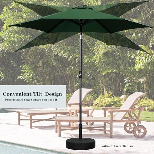 HYD-Parts 9FT Patio Umbrella Outdoor Table Umbrella,Market Umbrella with Push Button Tilt and Crank for Garden, Lawn, Deck, Backyard & Pool, with a Base (Green) - color: Green, size: Umbrella+Base