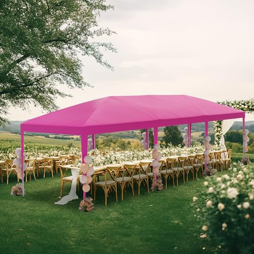 10x30 Pink Pop Up Tent with 8 Sidewalls, Heavy Duty Outdoor Canopy Waterproof Canopy Event Tents for Parties Party Wedding BBQ Events, 8 pcs Weight Bag,Carry Bag - color: Pink, size: Standard 10x30FT 8sides