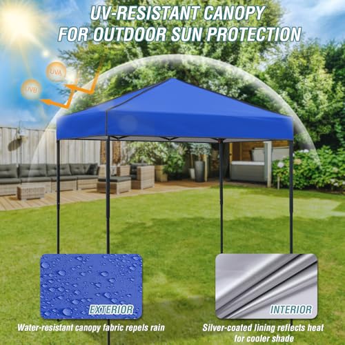 EAGLE PEAK 6x4 Instant Pop Up Canopy Tent, Straight Leg Sun Shelter, Portable Canopy with Carry Bag for Camping, Beach & Sports, Blue - color: Blue, size: No Wall