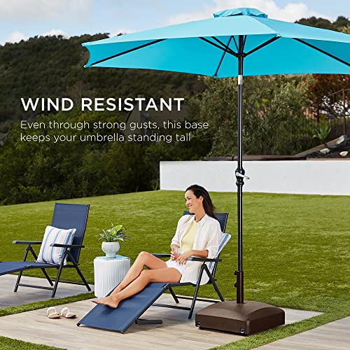 Best Choice Products 123lb Capacity Fillable Mobile Umbrella Base Heavy Duty Market Stand for Patio, Deck, Poolside w/ 4 Wheels, 2 Locks, 2 Knobs, Wind-Resistant Design - Bronze - color: Bronze