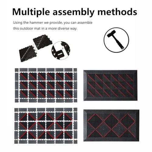 Outdoor doormat, modular interlocking splicing mat, multifunctional heavy-duty doormat, 3-in-1 dust removal, snow removal, non-slip doormat, suitable for front door and garage entrance(41.3"X23.6") - size: 2ft*3.5ft