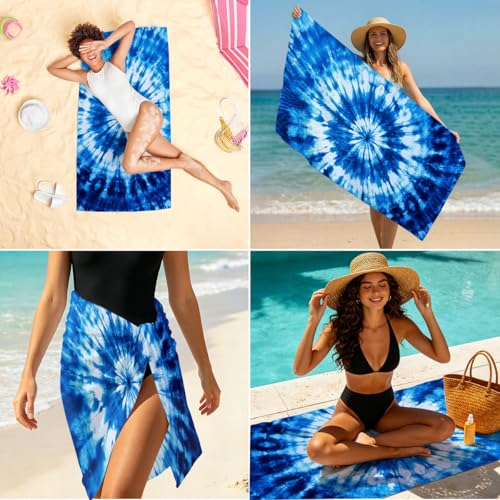 Tie Dye Microfiber Lightweight Beach Towel Sand Free Quick Dry Absorbent Thin Towels Blanket for Swimming Pool Camping Beach Vacation Essentials Accessories Travel Things for Cruise Gym - color: Lcs Multicolor 01536