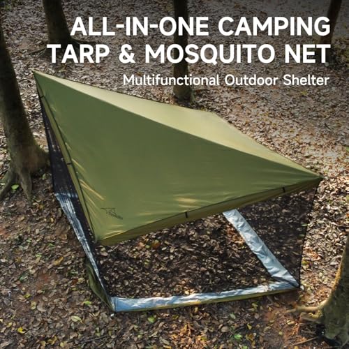 Hammock Screen House with 2 Openings, Lightweight Camping Tarp Tent Mosquito Net for Camping, Picnics, Backyard and Backpacking - color: Screen House-army