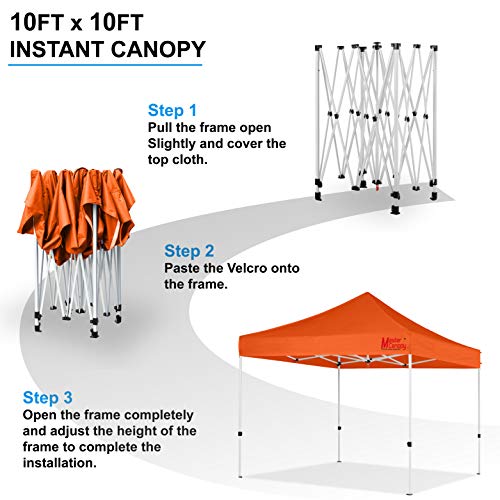 MASTERCANOPY Pop Up Canopy Tent Commercial Grade 10x12 Instant Shelter (Orange) - color: Orange, size: 10x10