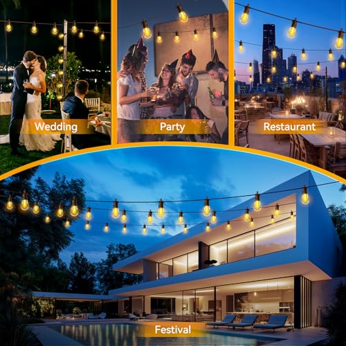 Outdoor String Lights Patio LED Light Outside - 30M 28+2 S14 LED 100ft Porch Lighting IP65 Waterproof - size: 100FT-Standard