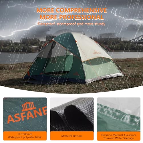 ASFANES Sundome Camping Tent with Rainfly, 2/4/6/10 Person Tent Sets Up in 10 Mins, Weatherproof Shelter for Camping, Festivals, Backyard, Sleepovers, & More - color: Army Green(2 People), size: 2 People