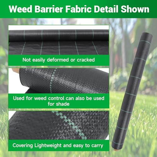 Weed Barrier Landscape Fabric Heavy Duty, Weed Block Horticultural Floor Covering Mat, Bottom Woven Geotextile, Commercial Lane Fabric 3 x 300 FT - size: 3 x 300 FT