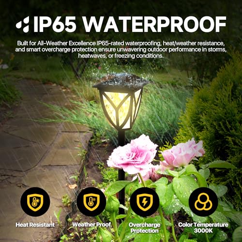 Ensenior Solar Lights Outdoor, 6-Pack LED Solar Garden Lights for Pathway Yard Patio Walkway Planter Walkway Landscape Lighting, IP65 Waterproof, Energy-Efficient Landscape Lighting, 3000K - color: 3000K-Warm White