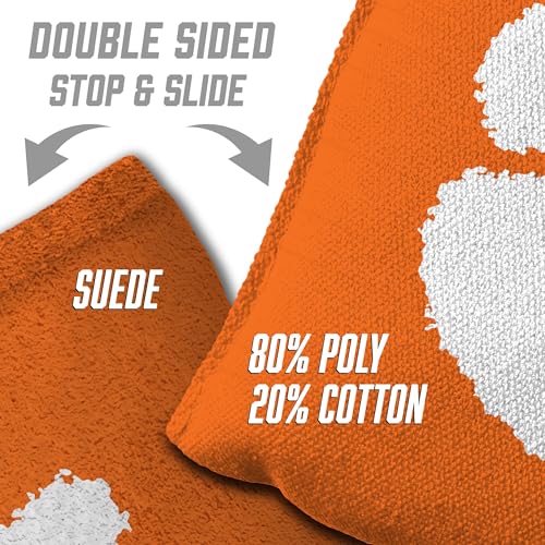 YouTheFan Officially-Licensed NCAA Set of 8 Cornhole Bags - All Weather Dual Sided Slide & Stop - Regulation Size with Carry case - color: Clemson Tigers