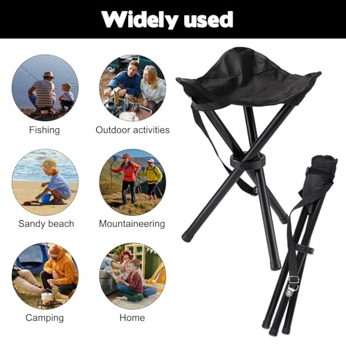Travel Folding Camping Stool, 14.6 inches Lightweight Outdoor Tripod Chair and Maximum weight 210 lbs Portable Party Chair Fishing Chairs Seat for Camp Hiking Beach Garden and Painting (Black) - color: Black