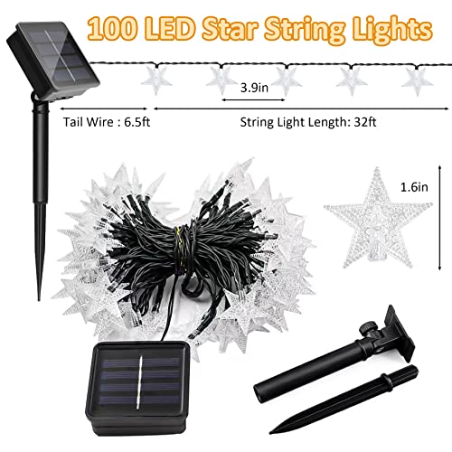 Twinkle Solar Star String Lights Outdoor Waterproof Fairy Lights 39FT 100 LED with 8 Lighting Modes for Camping Garden Wedding Party Tree Holidays Backyard Patio(Warm White) - color: Warm White