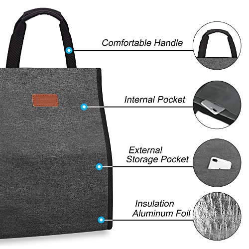 Lunch Bags for Women Insulated Reusable Lunch Tote with Internal Pocket, Lunch Tote bag for Work (Charcoal Grey - color: Charcoal Grey, size: 1 pack