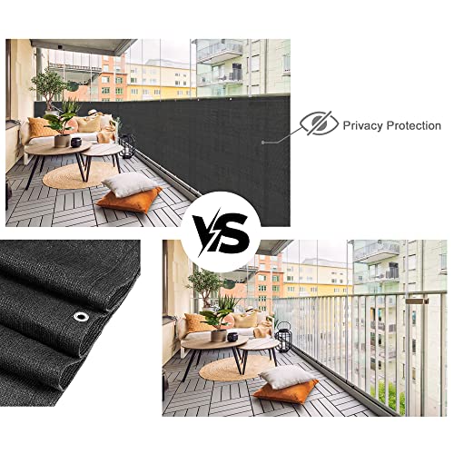 Alion Home Elegant Privacy Screen for Backyard Deck, Patio, Balcony, Fence, Pool, Porch, Railing - (2FT Height) Black (2' x 50') - size: 2' x 50'