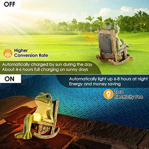 FOXMIS Miniature Frog Garden Statue Mom Gifts Home Decorations Fairy Garden Accessories Outdoor Lights Solar Garden Frog Decor Art Housewarming Gift for Patio,Yard,Lawn Ornament,3.89"x2.36"x3.93 - color: Green