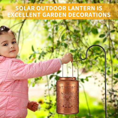 Solar Lanterns Outdoor Waterproof Garden Decor Birthday Gifts for Women Mom Grandma Hanging Solar Lights Metal Decoration Outside for Yard, Patio (Highland Cattle) - style: Highland Cattle