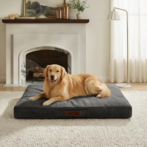 Sytopia 42-Inch Indestructible Waterproof Orthopedic Dog Bed, Chew Proof XL Size for Extra Large Dogs, Supports Up to 100 lbs, Suitable for Indoor and Outdoor Use, Great Pet Gift for Crate, Dark Grey - color: Dark Grey, size: 42.0"L x 29.0"W x 4.0"Th