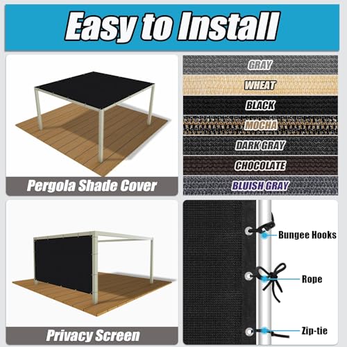 Amagenix 90% Sun Shade Cloth with Grommets, 3' x 6' Pergola Replacement Shade Cover Canopy Privacy Screen for Outdoor Patio Garden, Black (We Customized) - color: Black, size: 0 3 x 0 6 FT