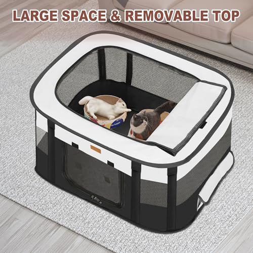 Dog Playpen - Foldable Cat Play Pens for Pubby,Kitten, Rabbit,Portable Pet Tent with Carring Bag for Indoor/Outdoor Travel Camping (Black-Small) - color: Black, style: Small