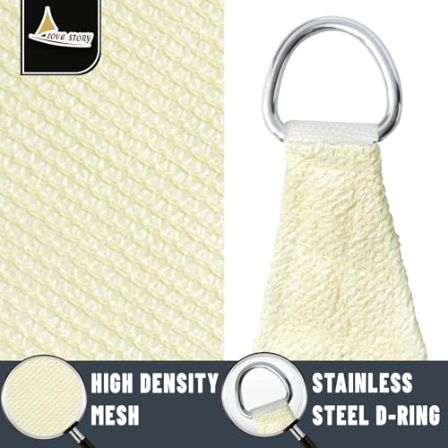 LOVE STORY 6.5/8/10/12/16/18/20 FT Rectangle Butter Cream Sun Shade Sail Canopy UV Block Sail Shade for Outdoor Patio Garden Backyard, 6.5' x 10' Butter Cream - color: Butter Cream, size: 0 6.5' x 1 0'
