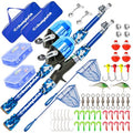 DaddyGoFish Kids Fishing Pole - Rod Reel Combo Tackle Box Starter Set - First Year Small Gear Kit for Boys Girls Toddler Youth Age Beginner Little Children - color: 2 Pack- Blue + Blue (Essential Set), size: 4ft
