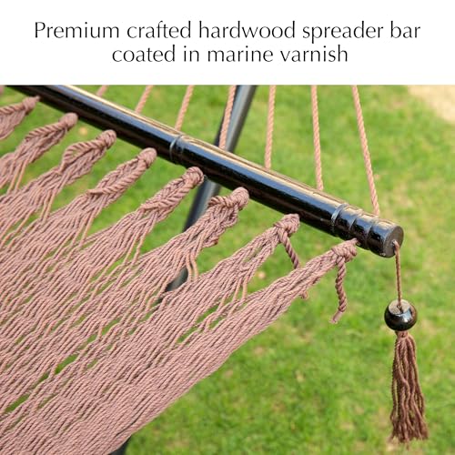 PNAEUT Double Rope Hammocks for Outside, Handwoven Double Caribbean Hammock with Spreader Bar for Outdoor Indoor, Max 600 lbs Capacity (Mocha) - color: Mocha