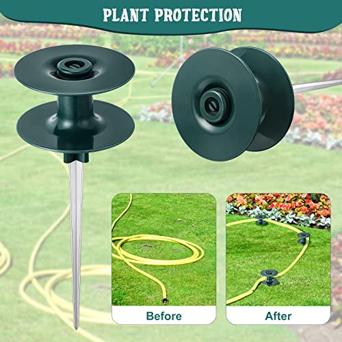 Chumia 10 Inch Garden Hose Guide Spike, Zinc Coated Rustproof Heavy Duty Metal Stake, Sturdy Top, Keeps Garden Hose Out of Flower Beds, Hose Guard for Yard Plant Protection(6 Pieces,Dark Green) - color: Dark Green