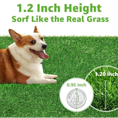 28" x 35" Large Grass Pad for Dogs Potty, Artificial Grass, Soft Fresh Dog Potty Training Rug, Dog Pee Pad, Pet Feeding Mat, Waterproof, Easy-Clean Rubber Backing Indoor/Outdoor