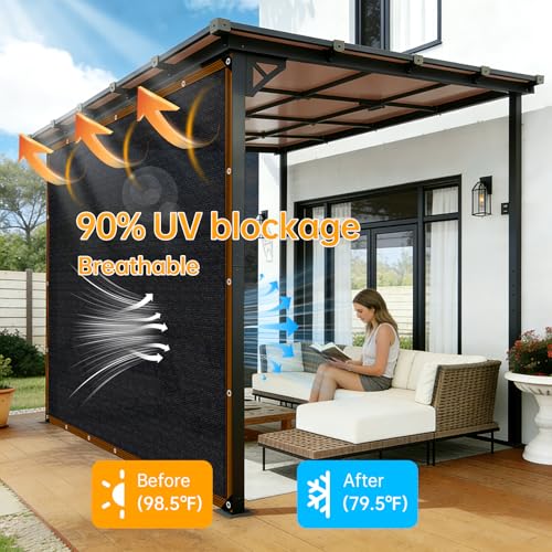 Shade-Cloth 85-90% for Garden Plants 6x10 FT, Black Sun-Block Shade Cover Mesh Tarp with Grommets Sun Shade Canopy for Outdoor Pergola Patio Flower Lawn Kennel Chicken Coop - size: 6x10 FT