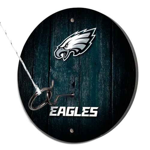 Solid Wood NFL Hook & Ring Toss Set with Direct Print HD Team Graphics – Easy Hang Hook and Ring Toss Target – Great Gift for Any Football Fan! Ring Toss Family Game for a Game Room