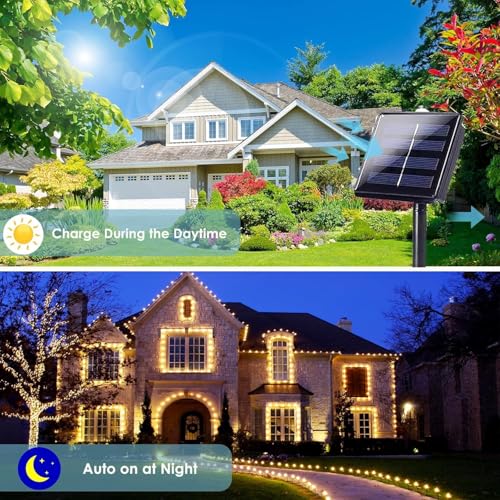6-Pack Solar String Lights Outdoor, Extra-Long 600LED Solar Fairy Lights Waterproof, Solar Powered Twinkle Lights Copper Wire 8 Modes Solar Lights for Xmas Tree Garden Party Wedding (Warm White) - color: Warm White, size: 6 Pack-600LED