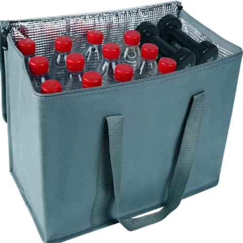 musbus 2Pk Insulated Reusable Grocery Bags, Collapsible Cooler Bag for Groceries, Heavy Duty Large Insulated Bag (Urban Gray) - color: Gray, size: X-large（16w X 12.5h X 9d）