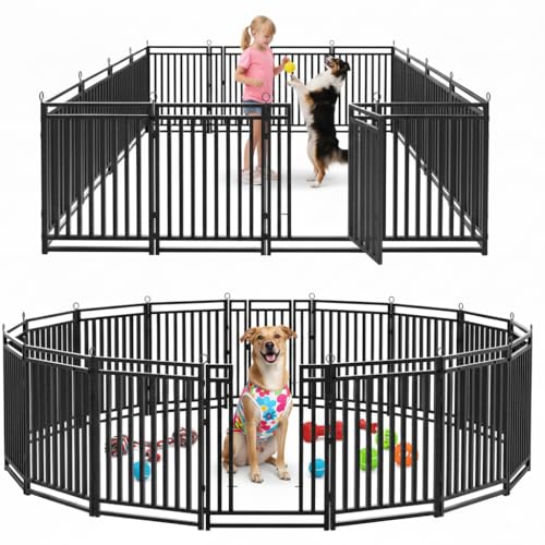 Thickened Dog Fence Durable & Sturdy Outdoor Yard Fence, 40" Height 16 Panels, Portable and Easy to Install – Ideal for Indoor & Outdoor Use, Compact Design for Pet Safety - size: 40" Height, style: 16 Panels